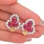 Estate Diamond 18.86cts Ruby 18K Gold Cabochon Floral Statement Earrings|Dover Jewelry|