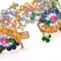 Sapphire 71.75 cts Diamond 18K Gold  Platinum Floral Cluster Statement Bracelet|Dover Jewelry|