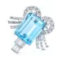 Art Deco GIA Aquamarine Diamond Platinum Brooch Pin Pendant