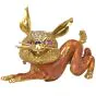 Designer Diamond Ruby Enamel Rabbit 18K Gold Brooch Pin 