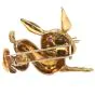 Designer Diamond Ruby Enamel Rabbit 18K Gold Brooch Pin 