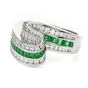 Charles Krypell Vintage Emerald Diamond Platinum Wave Band Ring