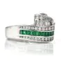 Charles Krypell Vintage Emerald Diamond Platinum Wave Band Ring