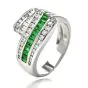 Charles Krypell Vintage Emerald Diamond Platinum Wave Band Ring