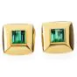 Estate Asscher Cut Tourmaline Yellow Gold Men Cufflinks