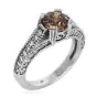 Estate Fancy Brown Yellow Diamond White Gold Engagement Rin
