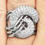1.98cts Diamond Pave 18K White Gold Cluster Crossover Modern Ring