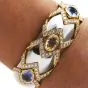 Natural No-Heat GIA 13.90cts Sapphire Diamond Platinum Gold Bangle Bracelet