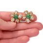 Vintage Floral Diamond Emerald 18K Gold Clip-Back Earrings