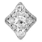 Art Deco Old European Cut 3.35 Carat Diamond Platinum Navette Ring