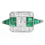 Deco Inspired Carré Cut Diamond 2.10cts Emerald Platinum Ring