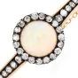 Antique Victorian Opal Diamond 14K Gold Halo Bangle Bracelet  