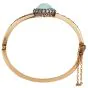 Antique Victorian Opal Diamond 14K Gold Halo Bangle Bracelet  