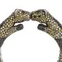 Estate Fancy Diamond Ruby Gold Sterling Silver Leopard Cuff Bracelet