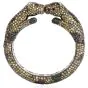 Estate Fancy Diamond Ruby Gold Sterling Silver Leopard Cuff Bracelet