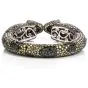 Estate Fancy Diamond Ruby Gold Sterling Silver Leopard Cuff Bracelet