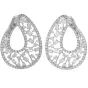 Estate Diamond 18K White Gold Open Style Hoop Earrings