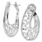Estate Diamond 18K White Gold Open Style Hoop Earrings