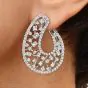 Estate Diamond 18K White Gold Open Style Hoop Earrings