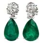 18.13cts Diamond & Emerald 18K White Gold Clip Dangle Drop Earrings