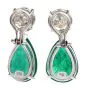 Stunning 4.69 ct Diamond Genuine Emerald 18K White Gold Clip Dangle Drop Earrings