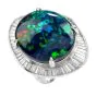 Estate GIA Black Opal Diamond Platinum Cocktail Ballerina Ring