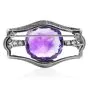 Antique Cushion Amethyst Diamond Platinum Brooch Pin