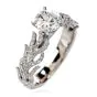 GIA Hidalgo Round Diamond 18K Gold Feather Band Engagement Ring