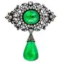 Antique Georgian Minor Oil Colombian Emerald Diamond Silver Gold pendant 