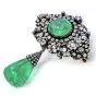 Antique Georgia Large Emerald Diamond Silver Gold pendant 
