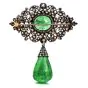 Antique Georgia Large Emerald Diamond Silver Gold pendant 