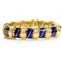 MAVITO 1980's Chic Blue Enamel 18K Gold Bangle Bracelet-Dover Jewelry