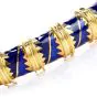 MAVITO 1980's Chic Blue Enamel 18K Gold Bangle Bracelet-Dover Jewelry