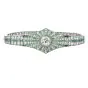 Vintage Art Deco Diamond Emerald Platinum Starburst Bracelet