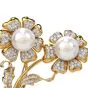 Estate Diamond Pearl 18K Gold Double Flower Pin Brooch