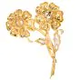 Estate Diamond Pearl 18K Gold Double Flower Pin Brooch