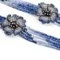 Diamond Sapphire 18K Gold Flower Multistrand Ombre Necklace Brooch 