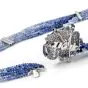 Diamond Sapphire 18K Gold Flower Multistrand Ombre Necklace Brooch 