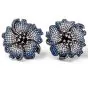 Diamond Sapphire 18K Gold Flower Multistrand Ombre Necklace Brooch 