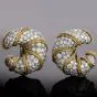 Vintage Diamond Platinum Gold Clip-Back Half Hoop Shrimp Earrings