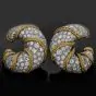 Vintage Diamond Platinum Gold Clip-Back Half Hoop Shrimp Earrings