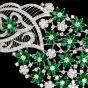 Large Peacock Emerald Diamond 18K Gold Floral Spray Brooch 17.85 carats