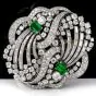 Vintage Boucheron Diamond Emerald Platinum Double Clip Lapel Brooch