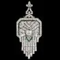Antique Art Deco Diamond Emerald Platinum Fleur De Lis Brooch Pendant