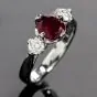 Tacori Ruby Diamond 3 Stone Engagement Platinum Ring