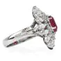 Estate GIA Ruby 3.65ct Diamond Platinum Floral Cocktail Ring