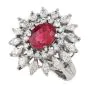 Estate GIA Ruby 3.65ct Diamond Platinum Floral Cocktail Ring