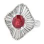 Estate GIA Ruby 3.91ct Diamond Platinum Elegant Ballerina Ring