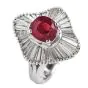 Estate GIA Ruby 3.91ct Diamond Platinum Elegant Ballerina Ring