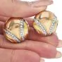  Italian 18k Circular Button 18k Gold Clip Earrings By Dario